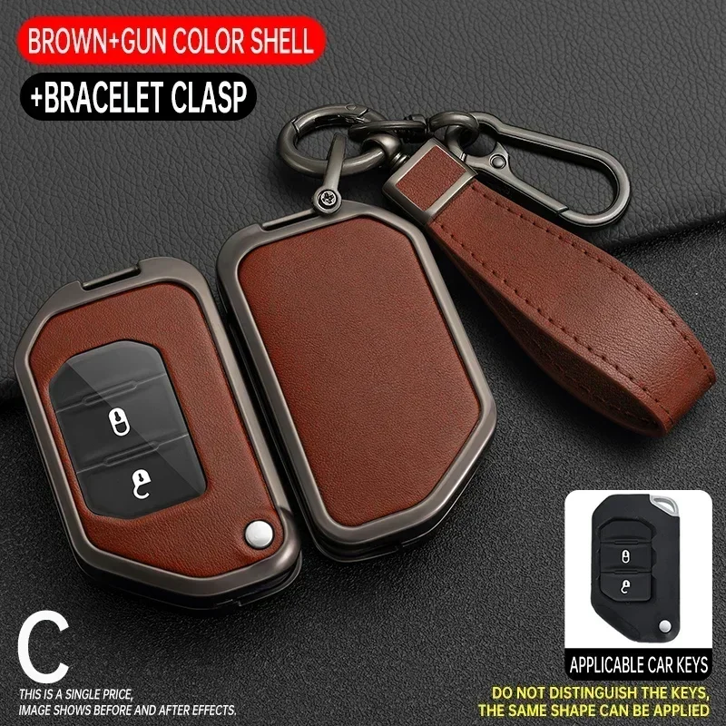 

Zinc Alloy Leather Car Key Case Cover For Jeep Gladiator JT Sahara JLU Wrangler JL Rubicon 2018 2019 2 3 4 Button Flip Remote