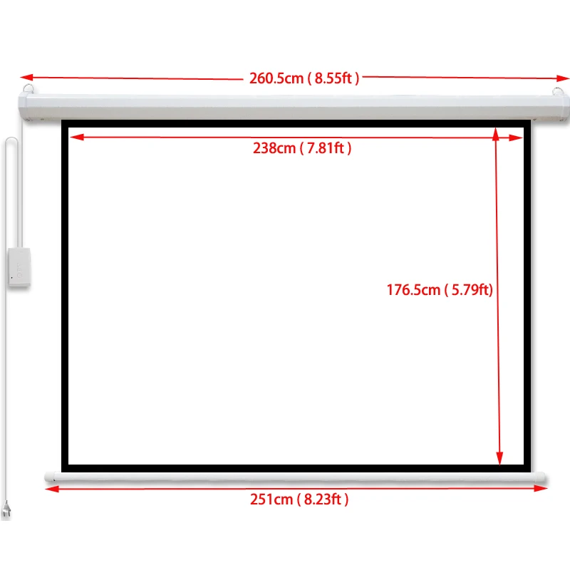 Telas de projetor HD pull down automáticas 120 polegadas 4:3 Tela de projeção 3D retrátil elétrica Controle remoto sem fio