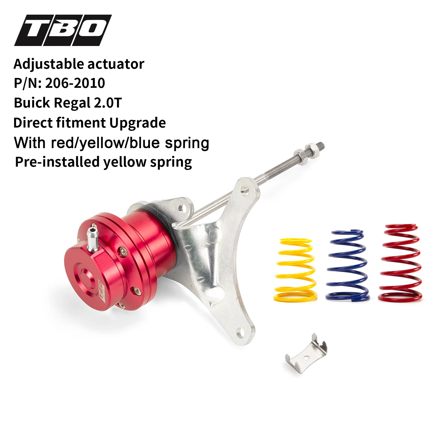 

TBO Turbo Wastegate Adjustable Actuator for Buick Regal 2.0T Direct fitment Upgrade With Pre-installed Yellow Spring