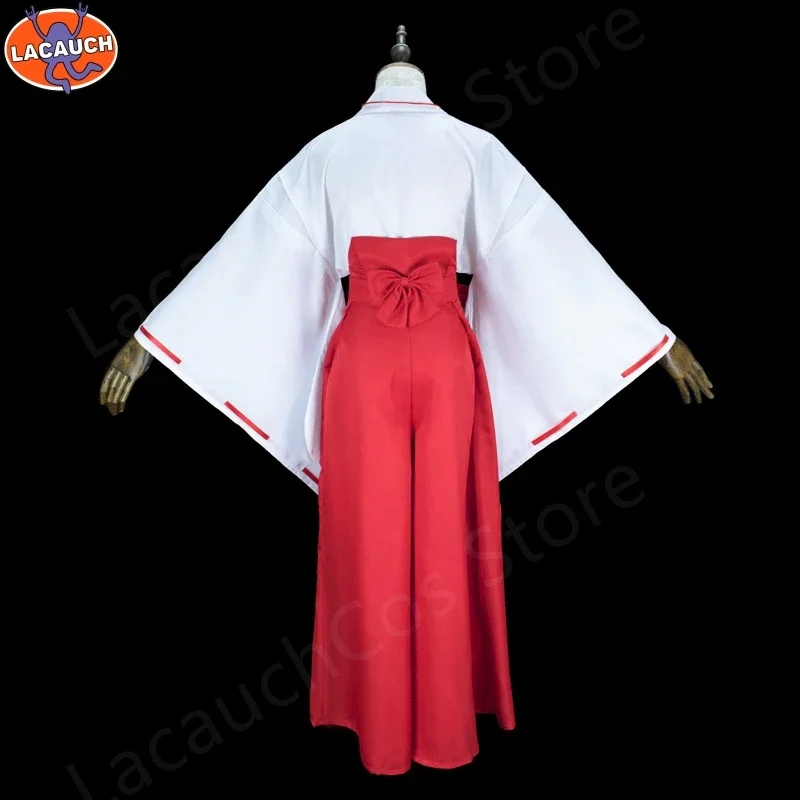 Lacauch Anime Inuyasha Kikyo Kimono Cosplay Uniform Dress Women Halloween Costumes Kikyo Sandals Wigs Costume Christmas Gift