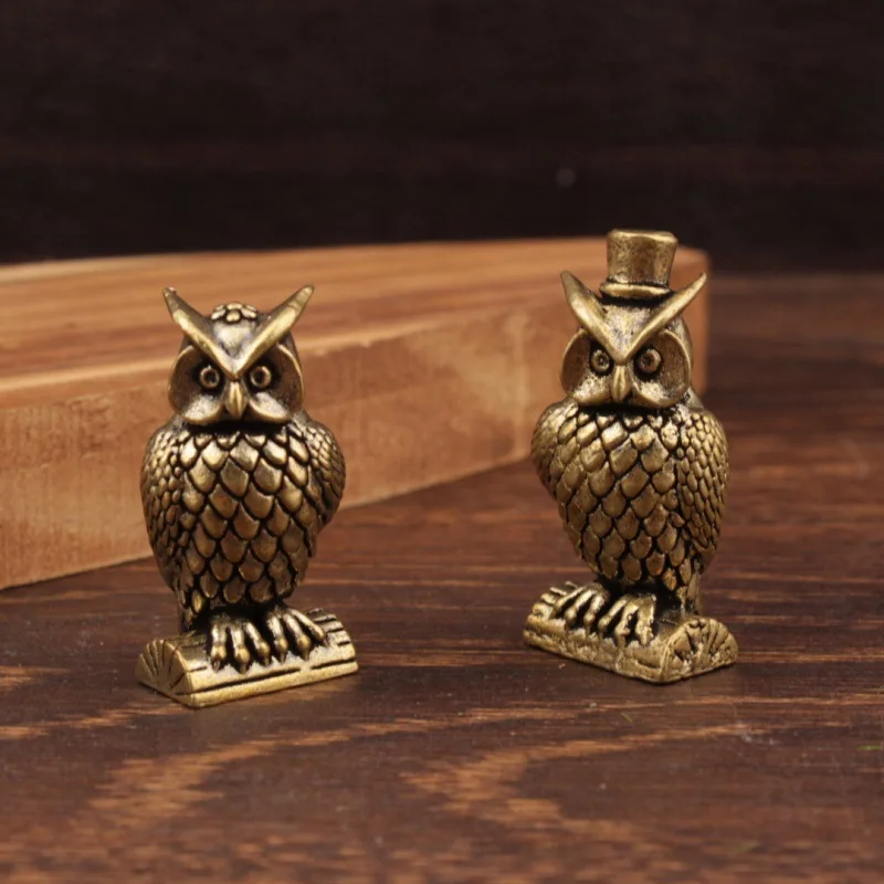 2 pieces of owl brass ornaments creative small ornaments brass small ornaments