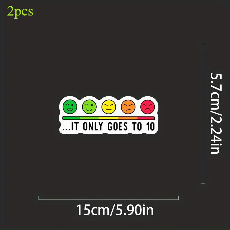 2pcs Funny Mood Level ...It Only Goes To 10 2D Flat Vinyl Sticker Waterproof Decal For Car Bumper Laptop Window