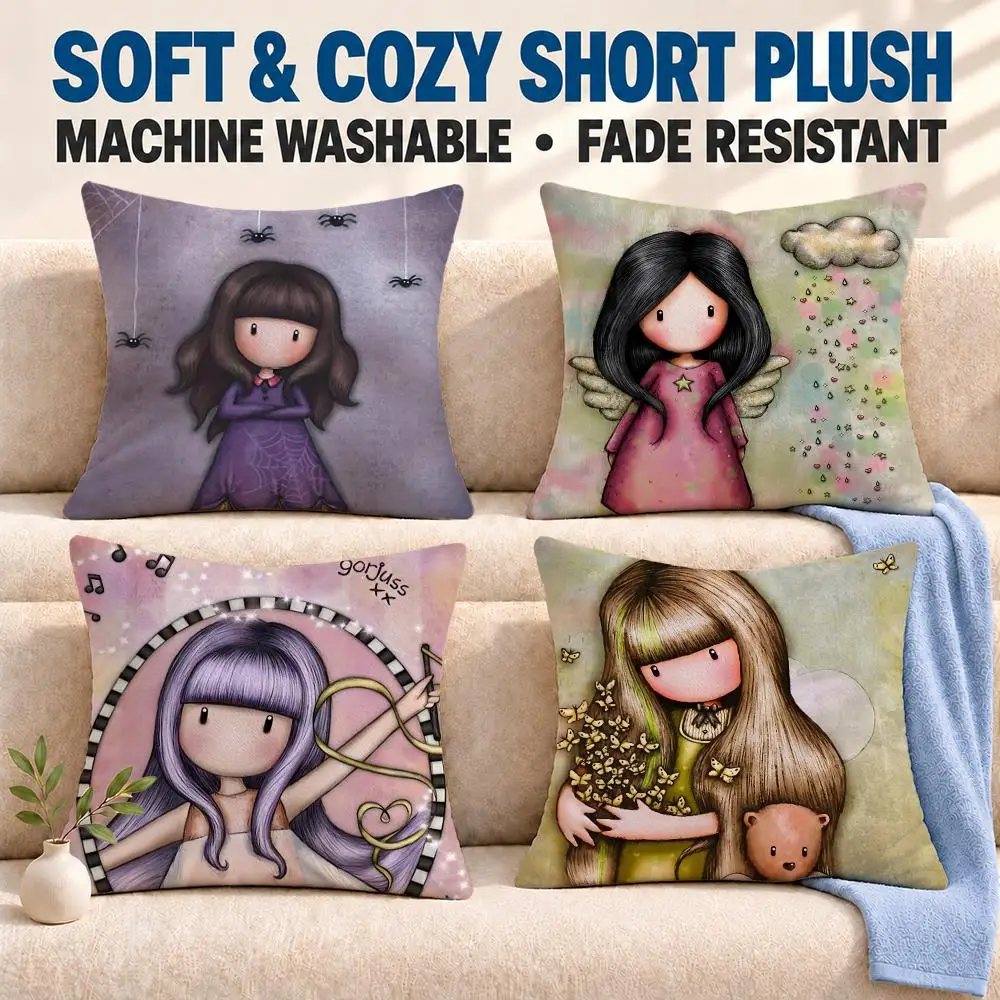 art Santoro Gorjuss Cushion Cover Soft Washable Pillowcase Cushion Cover for Sofa Bed Car Travel Office Home Decor