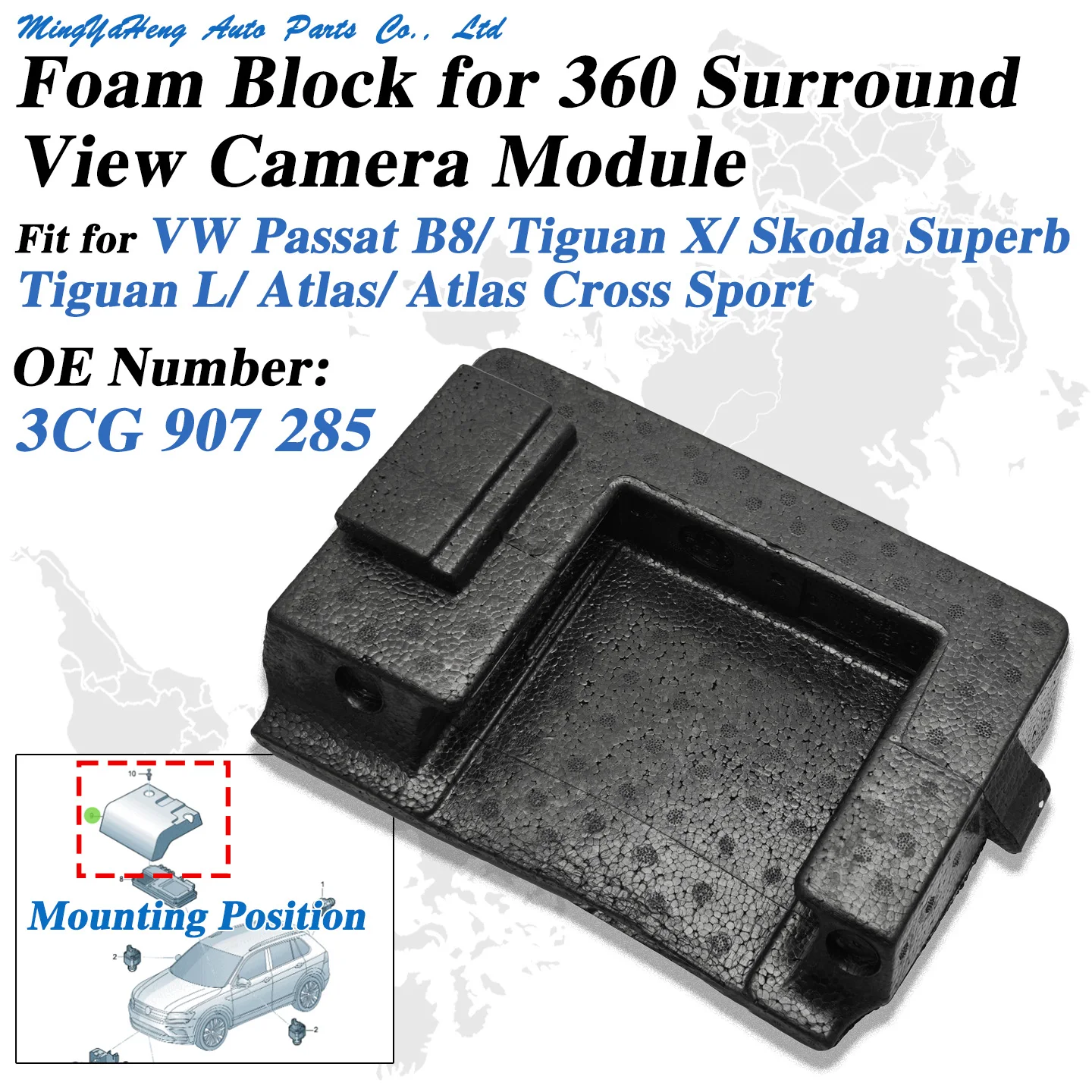 OE 3CG 907 285 OEM Foam Base For 360 Surround View Camera Module Fit For Passat B8 Tiguan Allspace Atlas Cross Sport Skoda Super