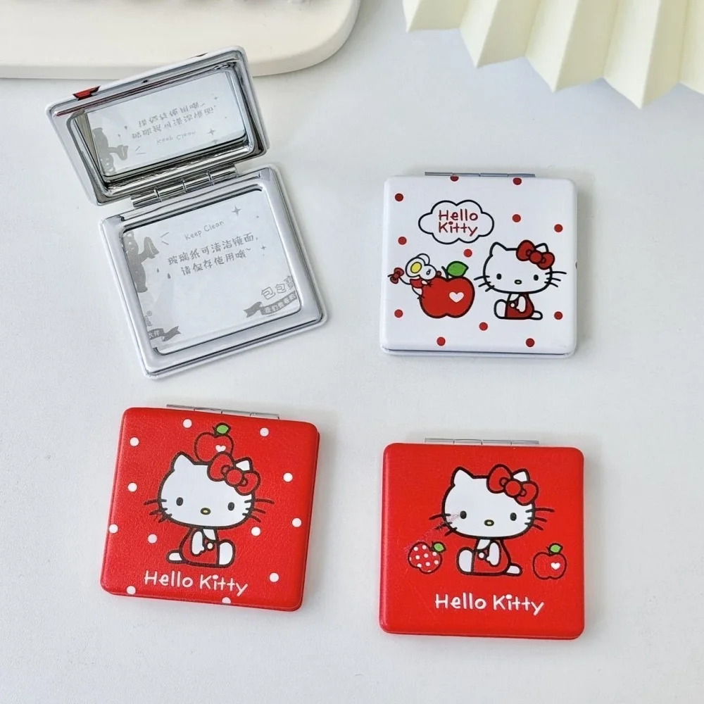 1 Stück Hello Kitty Doppelseitiger Kleiner Kosmetikspiegel Tragbarer Niedlicher Cartoon-Mädchenherz-Spiegel – Detail 6