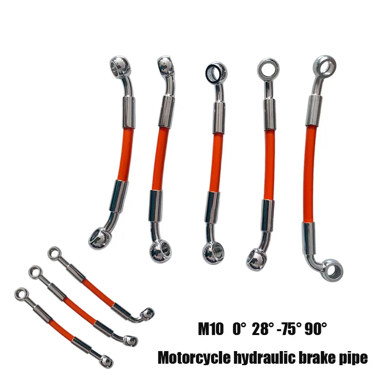 

Moto Front Rear Hydraulic Brake Hose Scooter Dirt Bike Reinforced Stainless Steel Braided Brake Clutch Pipe M10 Banjo 28° 45°90°