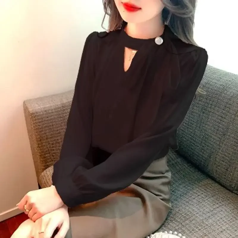 Büro Dame Chiffon Lose Jugend Bluse Frühling Herbst Langarm Solide Alle-spiel Elegante Hemd Tops Mode Koreanische Frauen kleidung