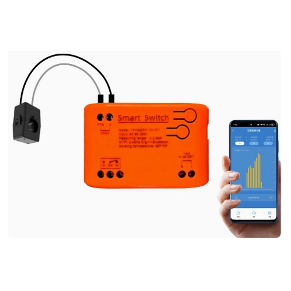 Tuya WiFi for Smart for Monitor, Single Phase Clamp Electricity Meter with 1 X 80ACT Current Transformer