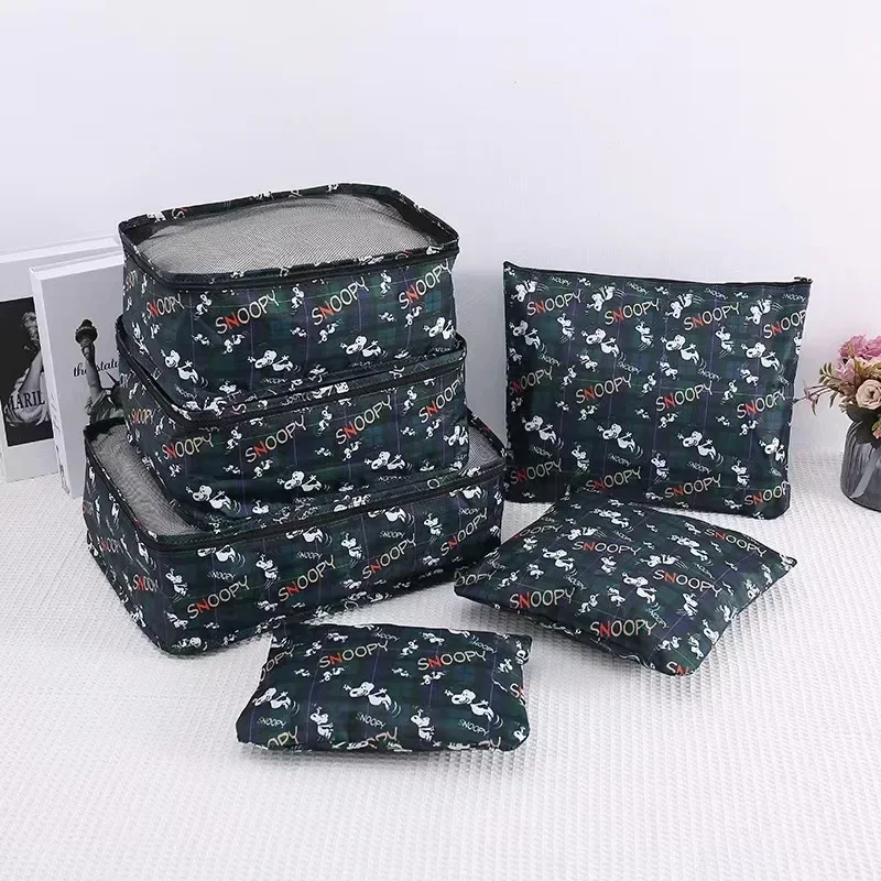 

6pcs Snoopy cosmetic bag Cute Cartoon handbag Waterproof Travel Storage Bag Luggage Sorting Storage Sorting Set