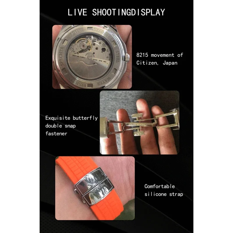 New Specht&Sohne 40MM Men's Watches Mechanical Watch Japan Miyota 8215 Movt Stainless Steel 5167 Sports Wristwatch Waterproof - Image 4