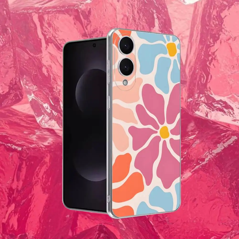 抽象的なフラワーマーケット電話ケース サムスン S30、23、21、22、20、FE、ライト、S10、9、8、7 プラス Note20ultra 透明ソフト用