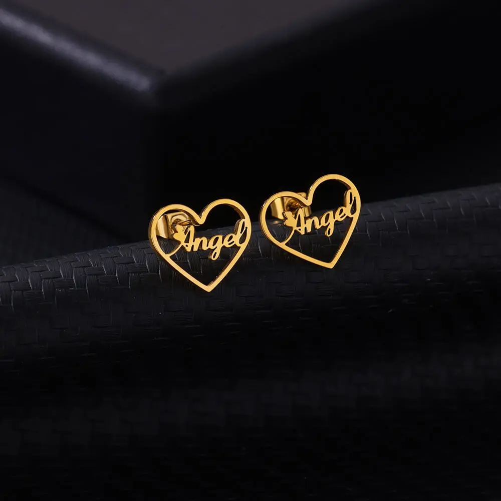 Custom Name Heart Earrings for Women Personized Stainless Steel Earrings 2024 Trend Customized Namelete Jewelry aretes mujer