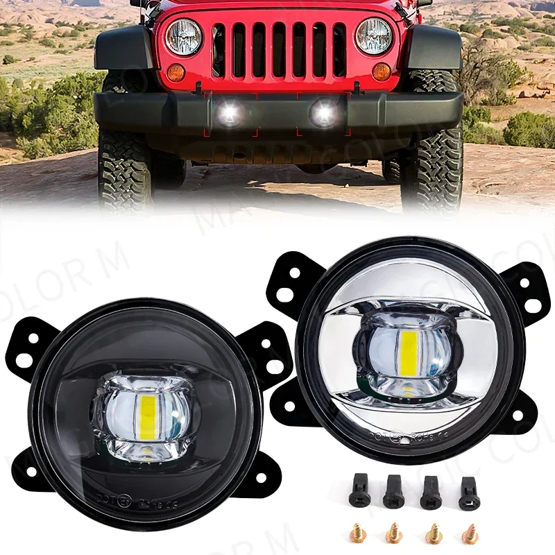 

LED Fog Lights For Jeep Wrangler JL JLU Rubicon Sahara 2018 2019 Super Bright White Waterproof Plug and Play Car Accessories 12V