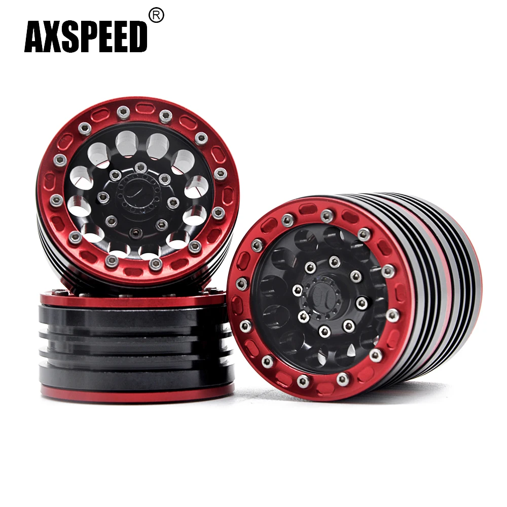 

AXSPEED 4Pcs Metal Alloy 1.9 inch Beadlock Wheel Rims Hubs 27mm for Axial SCX10 D90 1/10 RC Rock Crawler Car Upgrade Parts