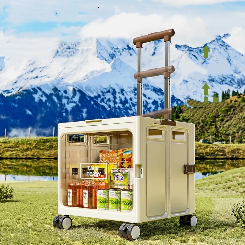 

Mobile folding shopping cart with cover, portable multi-functional shopping cart, outdoor camping storage box