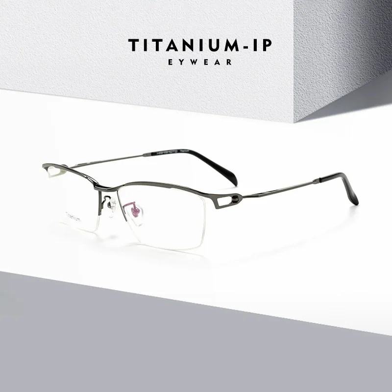 Masaki Design Spring Hinge Pure Titanium Cool Fashion Fits For Men Half Rimless Eyeglasses Spectacle Frame  HM2299T