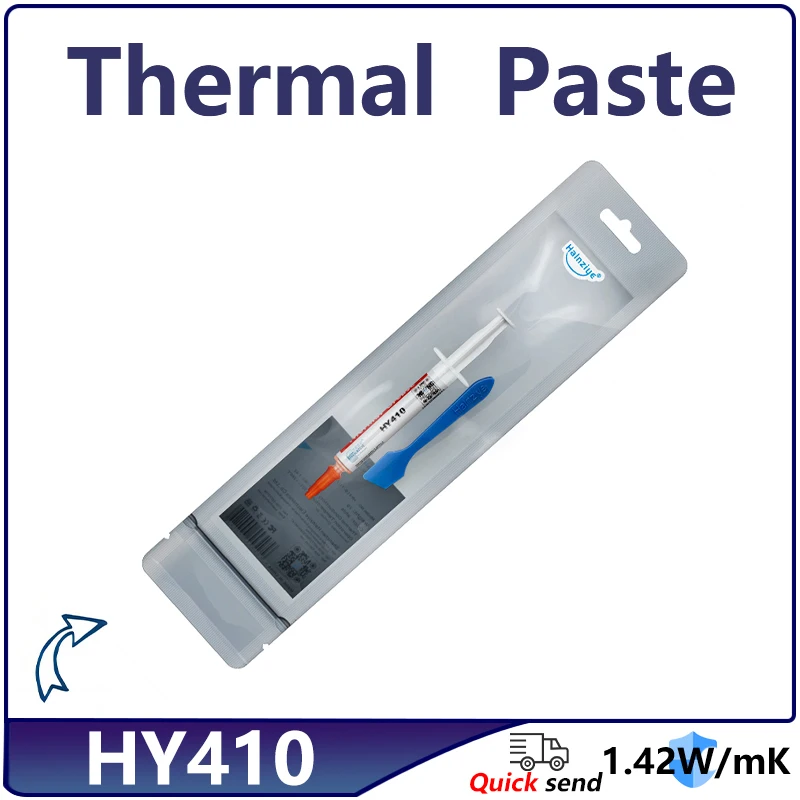 HY410 2g White Thermal Grease Paste For CPU GPU VGA Chipset Cooling Heatsink Silicone Plaster Heatsink Compound Bagged 1.42W/mK