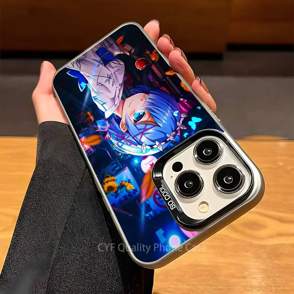 Anime R-Re Z-Zero R-Rem Telefoon Case Voor Apple 11 12 13 14 15 16 Pro max Plus Bescherm Plating Telefoon Cover