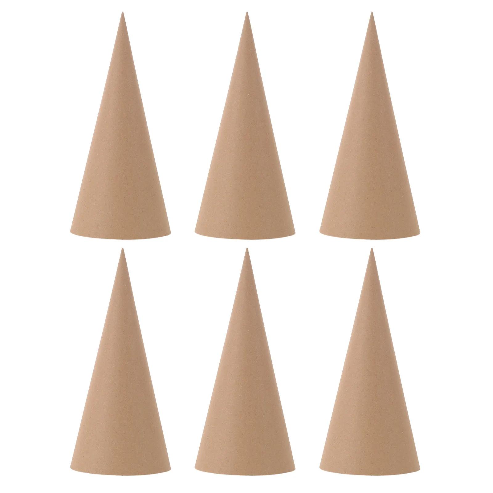 6Pcs Kraft Paper Hollow Cones 12x5 Inch Stable Standing Cone Bases Unpainted Blank Paper Cones for Christmas Gnome Craft