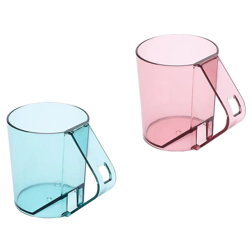 

2pcs Brushing Cups Creative Design Non-Slip Handle Plastic Tooth Mugs For Bathroom Washing Cups Kitchen Bar Accessories