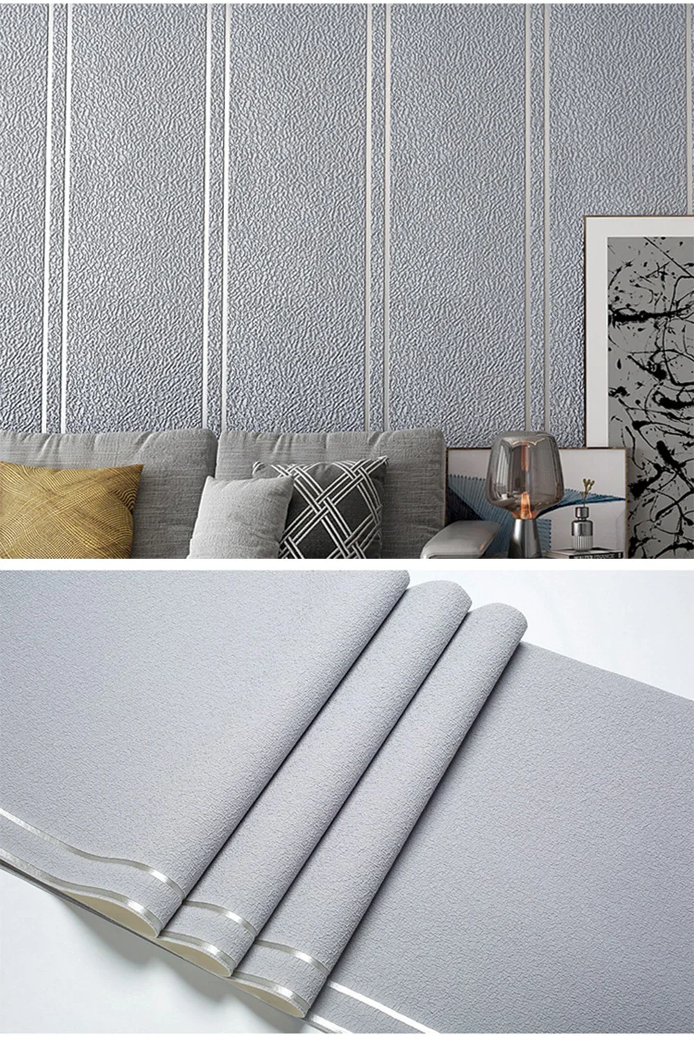 Nordic Nachahmung Hirsch Haut Samt Doppel Streifen Tapeten Schlafzimmer Wohnzimmer Vlies Stoff Hause Dekoration Tapete – Detail 16