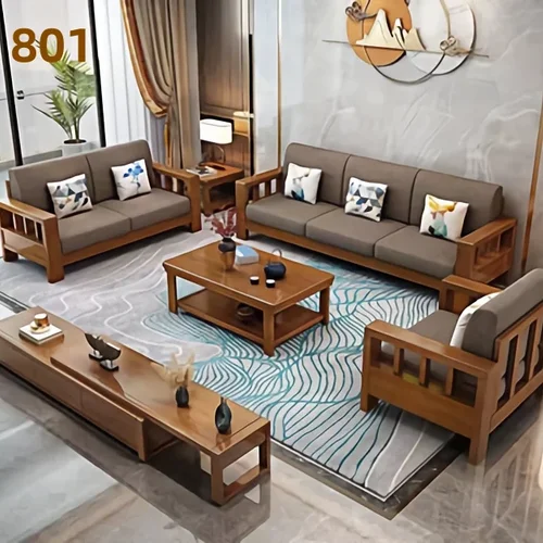 북유럽 거실 소파, 심플하고 모던한 디자인 거실 가구 세트, 단단한 나무 소파, 가족용 1 + 2 + 3 인용 소파 