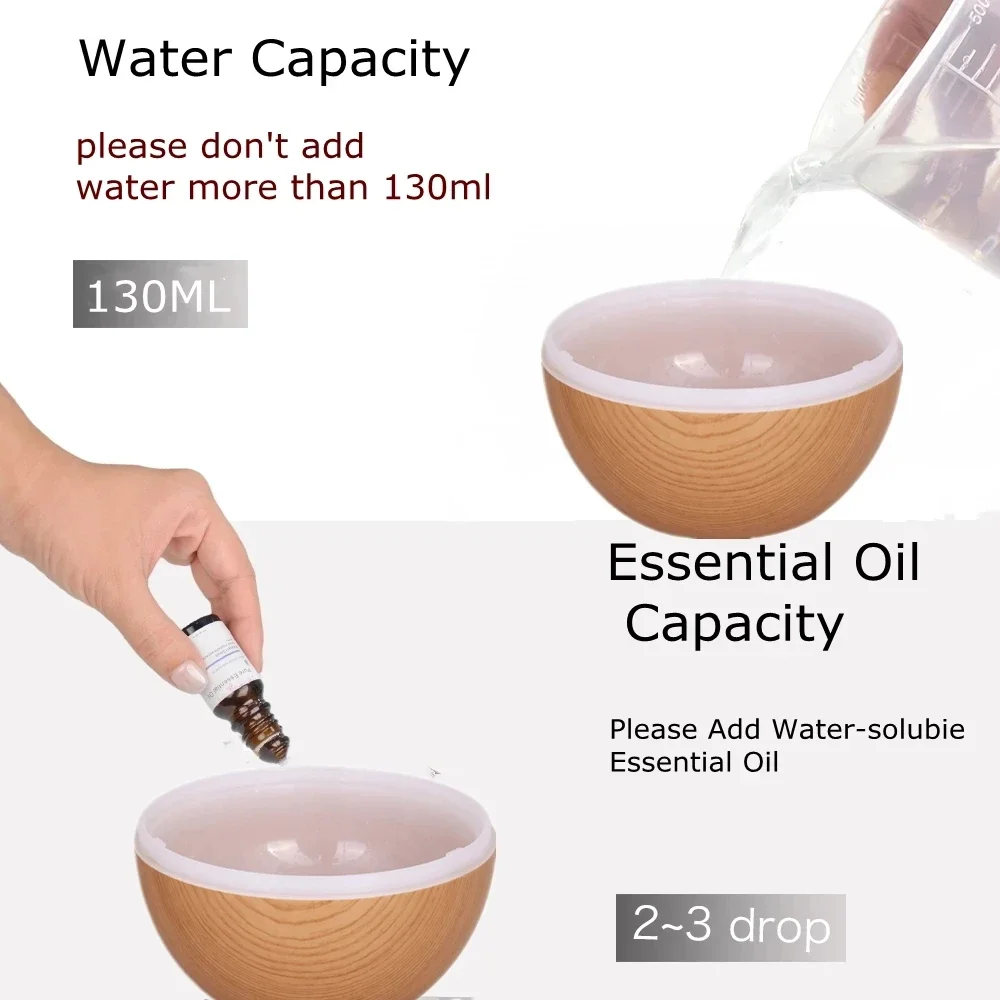 Elettrodomestici 130ML scava fuori legno Grian aromaterapia USB umidificatore ultrasuoni nebbia fredda Aroma diffusore di olio essenziale