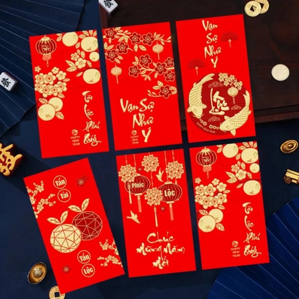 12pcs/set Hongbao Chinese Red Envelope 2025 Snake New Year Money Bag Spring Festival Lucky Gift Pocket Party Supplies