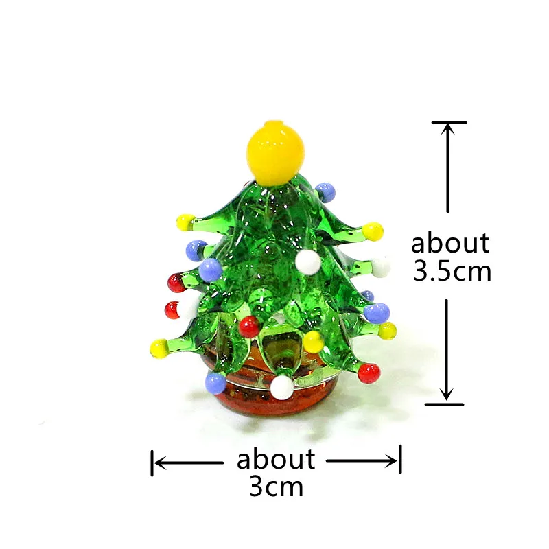 Custom Cute Miniature Christmas Tree Figurine Glass Craft Ornaments Home Table Tiny Xmas Tree Decor Rare New Year Gifts for Kids