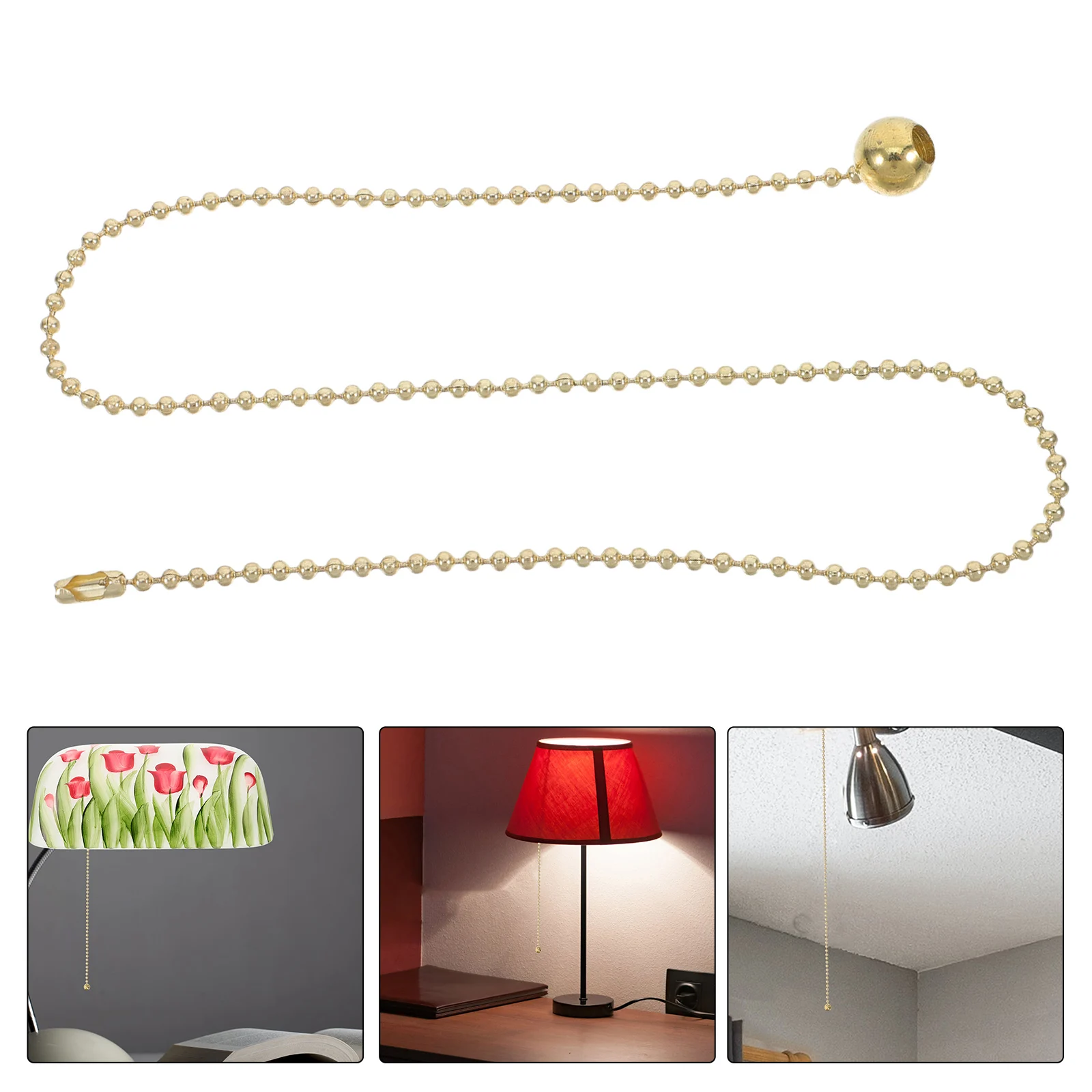 Round Ball Pull Cord Switch Pendant Decorative Chain for Ceiling Light Bathroom Fan Golden Weight Sturdy Materials Versatile Use