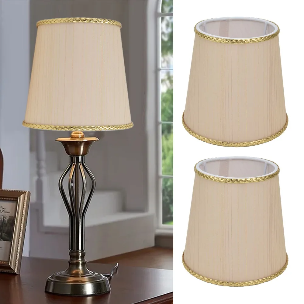 2PCS Simple Fabric Lampshade Clip On Design 5.5 inch Height Lamp Cover Small Lamp Shades Wall Lamp