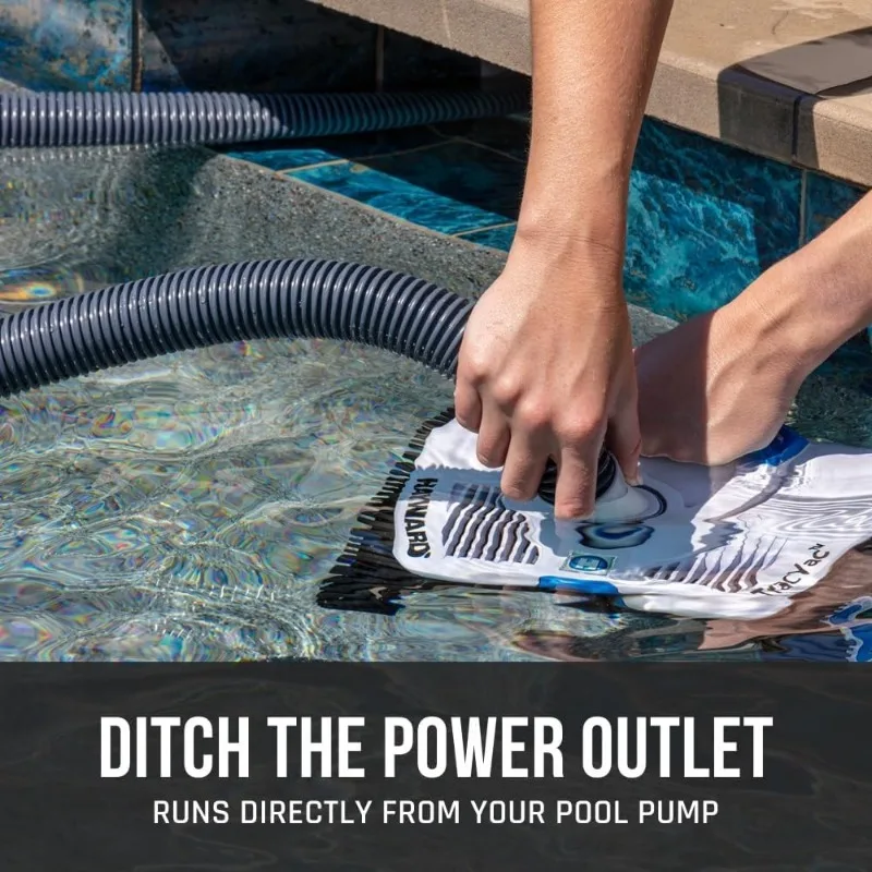 เครื่องดูดฝุ่นดูดอัตโนมัติ Hayward TracVac น้ําหนักเบาพร้อมท่อและวาล์วสําหรับการบํารุงรักษาสระว่ายน้ําบนพื้นดิน สีขาว