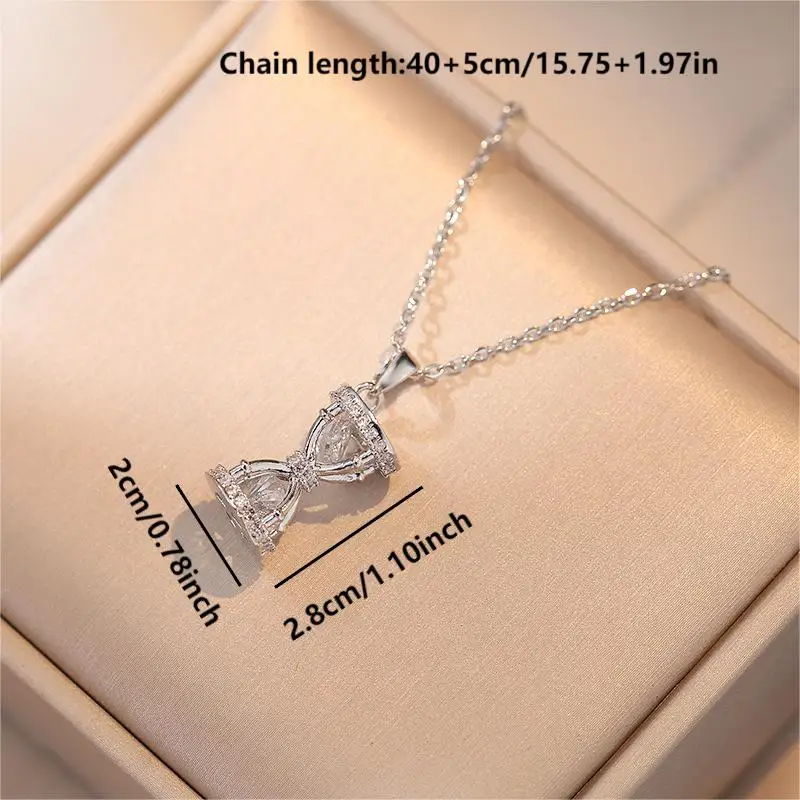 2023 New Hot-selling Jewelry Hourglass Pendant Necklace Shiny Zircon Decoration Light Luxury Style Suitable for Daily Wear