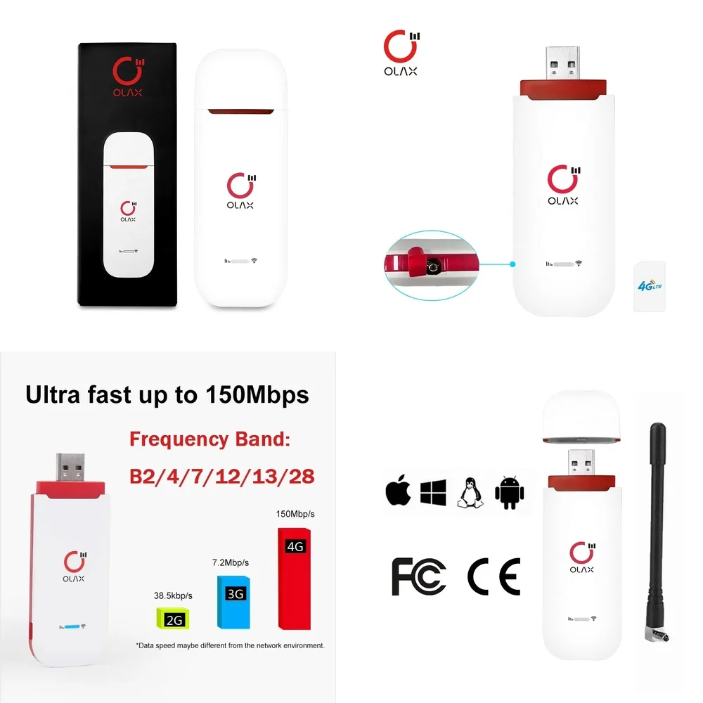 

4G LTE Modem Router for Olax U90 Portable WiFi Hotspot USB Dongle for Latin America B4 B28 Band Cat4 150Mbps Card Mobile