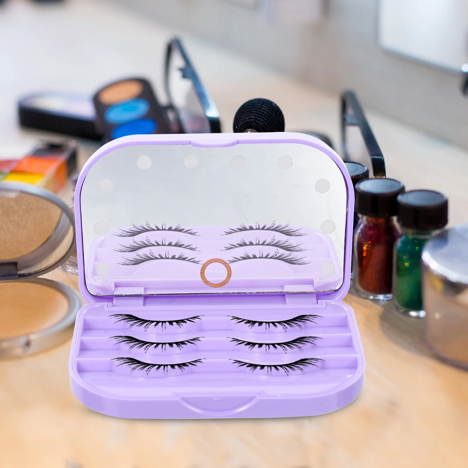 Boîte de rangement de cils LED, étui Transparent à rabat pour faux cils, Portable et léger pour voyage, bureau, miroir de rassemblement inclus