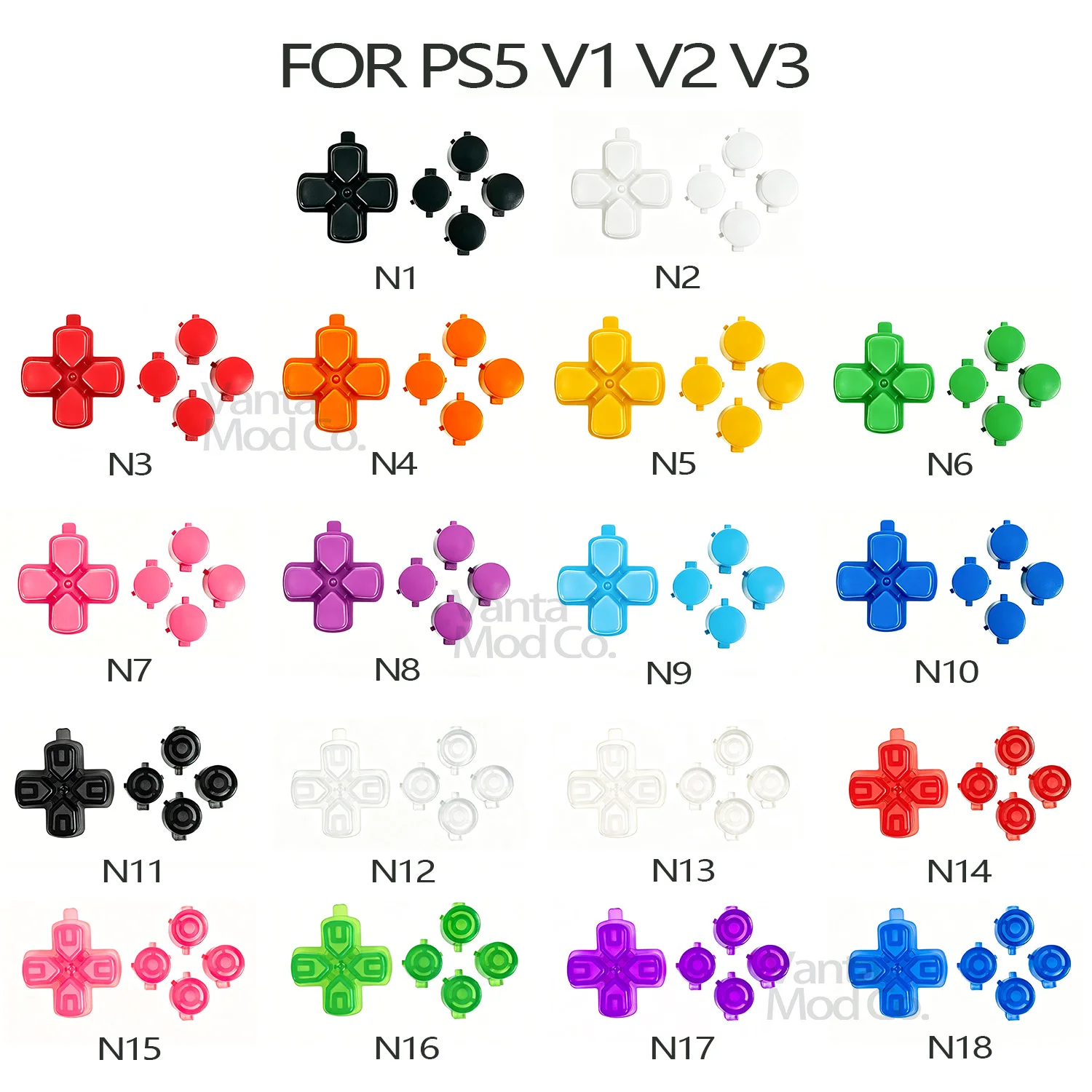 5PCS For PS5 V1 V2 V3 Direction Function Key Buttons For PS5 BDM-010 030 Controller Button ABXY Cross