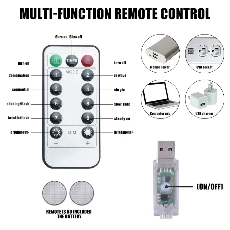 Guirxiété Lumineuse LED avec Télécommande USB, Décoration de Noël, Festival, Vacances, Mariage, Lumières Dégradées pour Chambre à Coucher, Maison