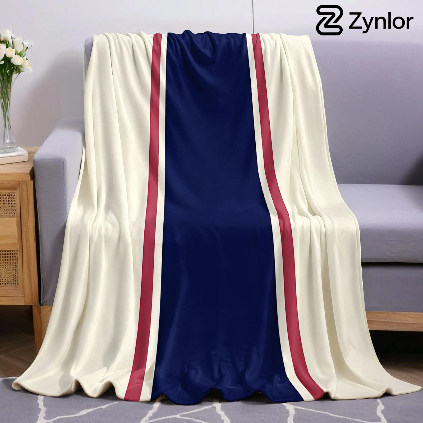 Retro Preppy Stripes Christmas Fleece Throw Blanket Soft Warm Cozy Xmas Home Decor for Bed Sofa Couch Holiday Present