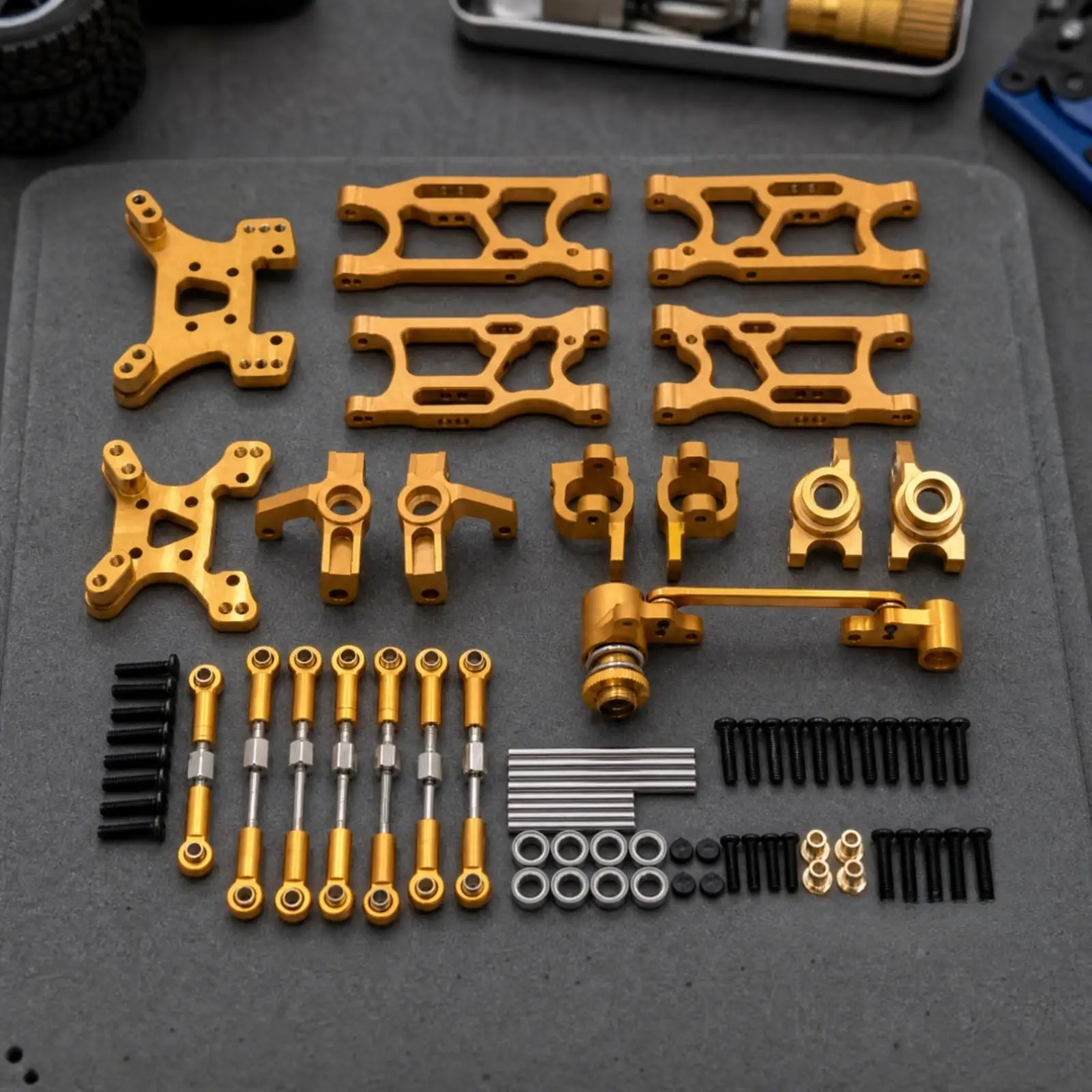 Metal Upgrade Kit with Bearings and Connecting Rods Open-Frame Metal RC Car Upgrade Component Kit