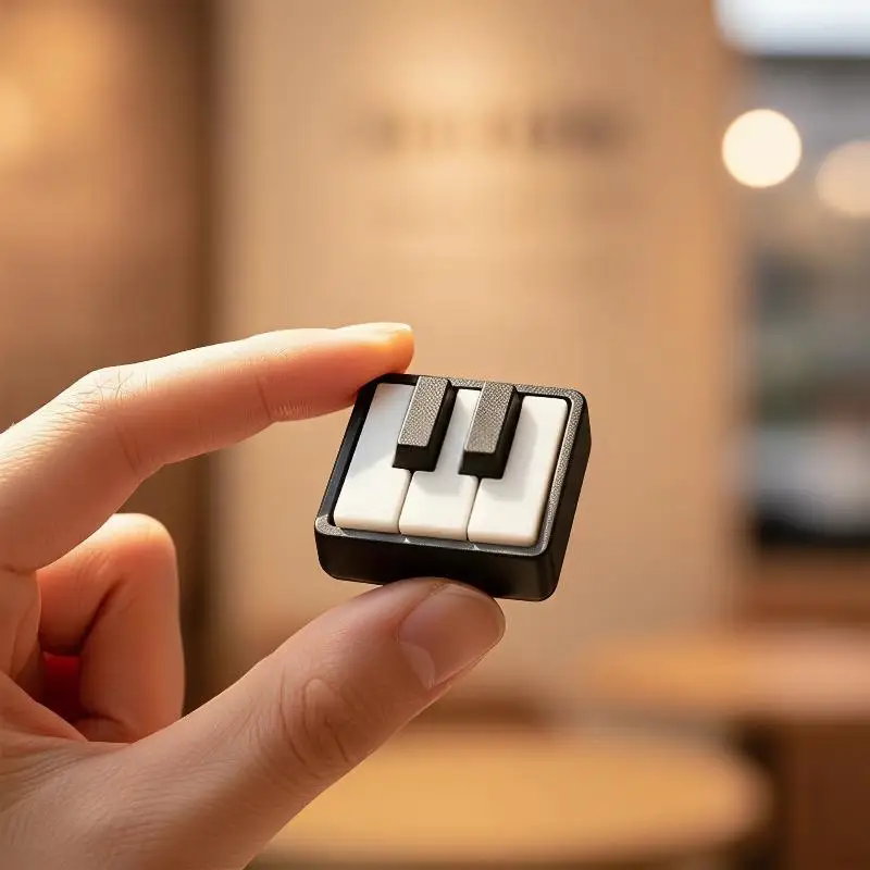 Sensorischer Stressabbau-Schlüsselanhänger, 3D-gedrucktes Mini-Klavier-Keyboard, Klicker-Fidget-Spielzeug, Büro-Schreibtisch-Deko, Souvenir-Geschenk – Detail 1