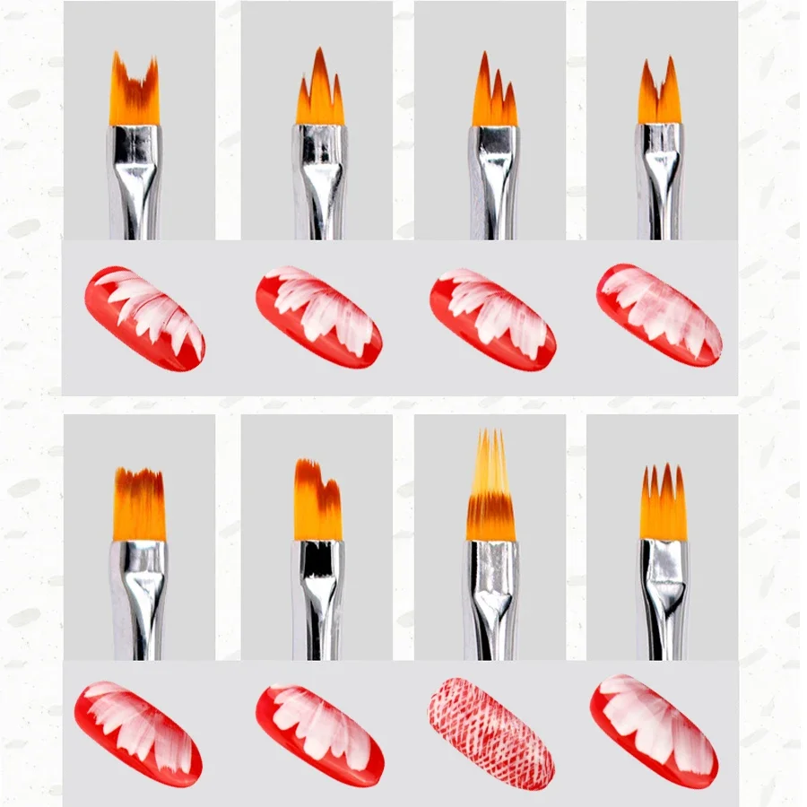 8 pinceles para pintar con degradado de pétalos para decoración de uñas, bolígrafos de dibujo para diseño de manicura, herramientas de decoración de uñas