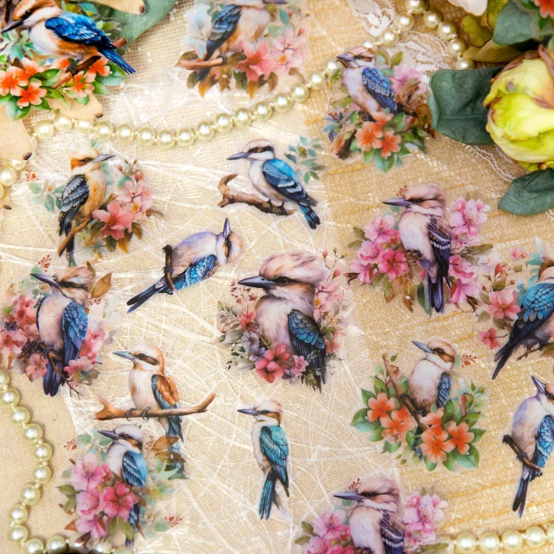 

30Pcs PET Sticker Bird Forest Handbook Decoration Materials Supplies Package Parrot Cardinal Mockingbird Scrapbook 125*85MM