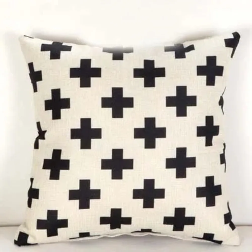 Black And White Geometric Cushion Cover Without Insert For Chair Seat Home Decor Modern Abstract Pattern Decorative Throw Pillow