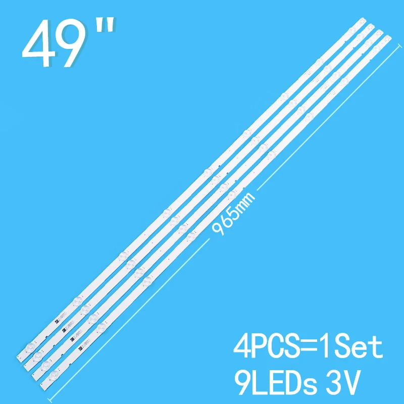 New 4PCS/lot 9LEDs 965mm 3V For 49