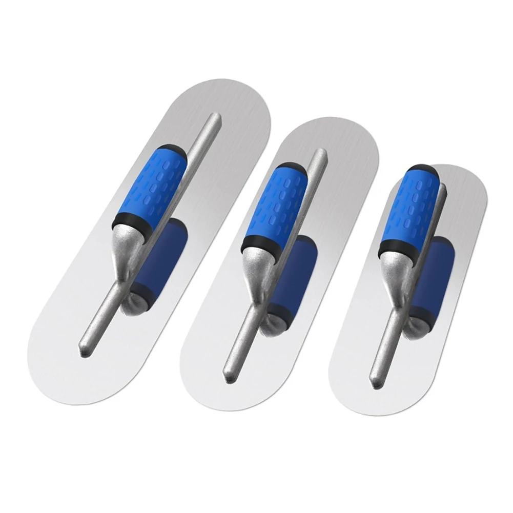 Набор из 3-х инструментов для скребка из нержавеющей стали с эргономичной синей резиновой ручкой для штукатурки бетона, цемента и гипсокартона