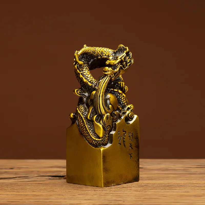 

Bronze Dragon Seal Ornament Stamp Antique Ornament Official Seal Nine Dragon Jade Seal Brass Dragon Seal Dragon Travels the Worl