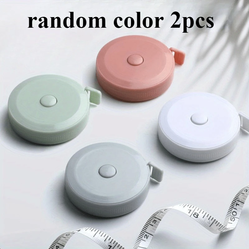 2pcs Soft Plastic Flexible Tape Measure with Auto Retract Portable Measuring Tool Random Color