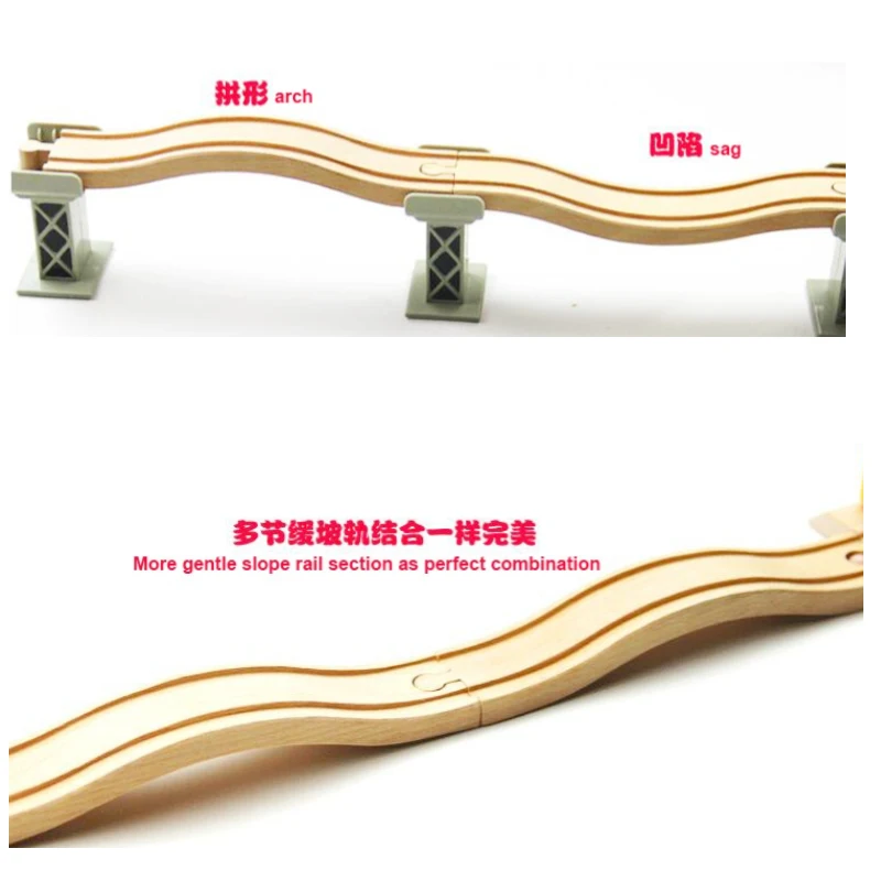 Kids Wooden Gentle Slope Wooden Railcar And Electric Car Track Play Scene Indispensable Accessories Toy Gift One p041