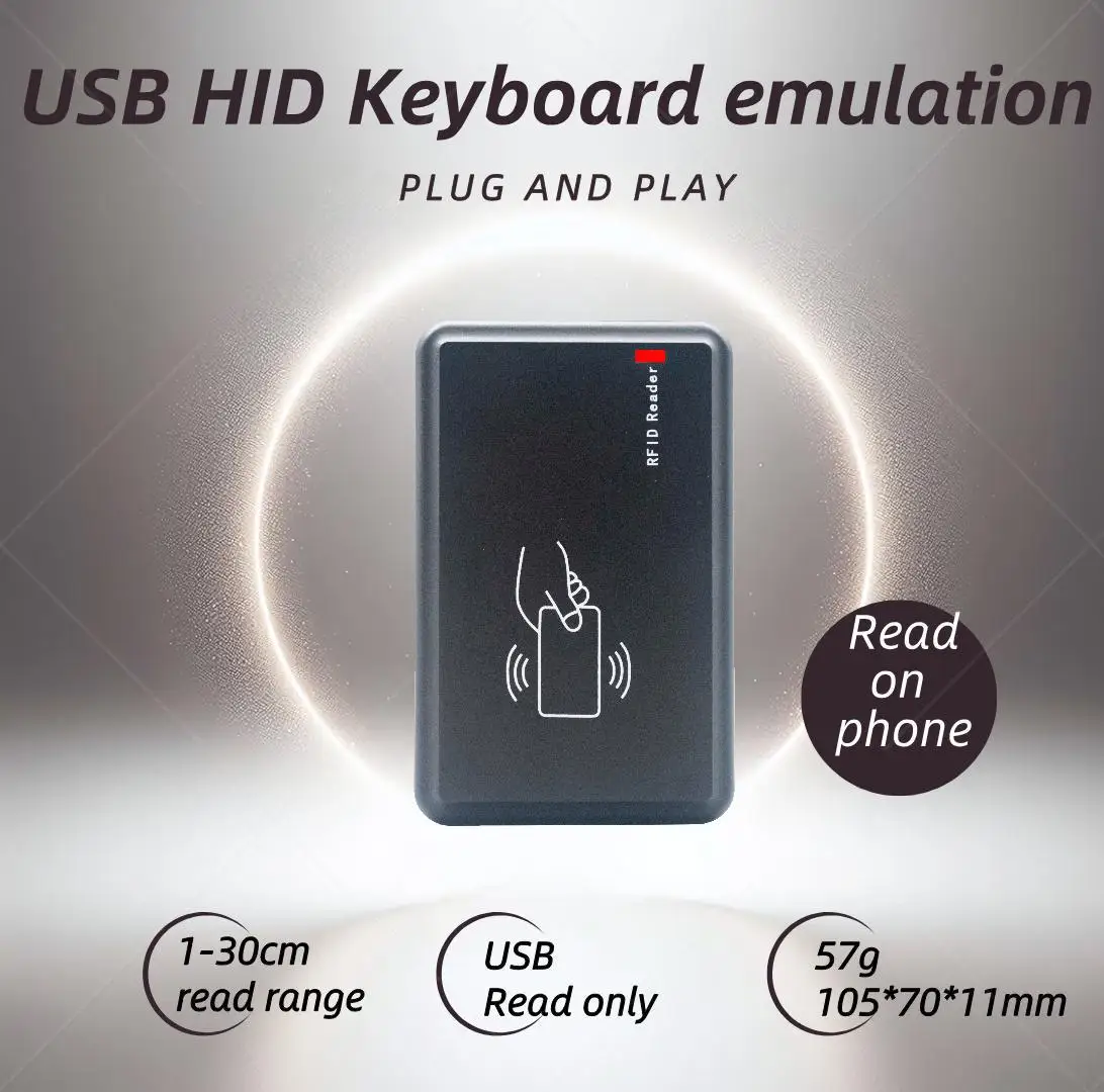 Yanpodo 860Mhz~960Mhz Plug and Play UHF RFID Reader OTG HID Keyboard USB RFID Writer for Windows Android IOS Emulation Reading