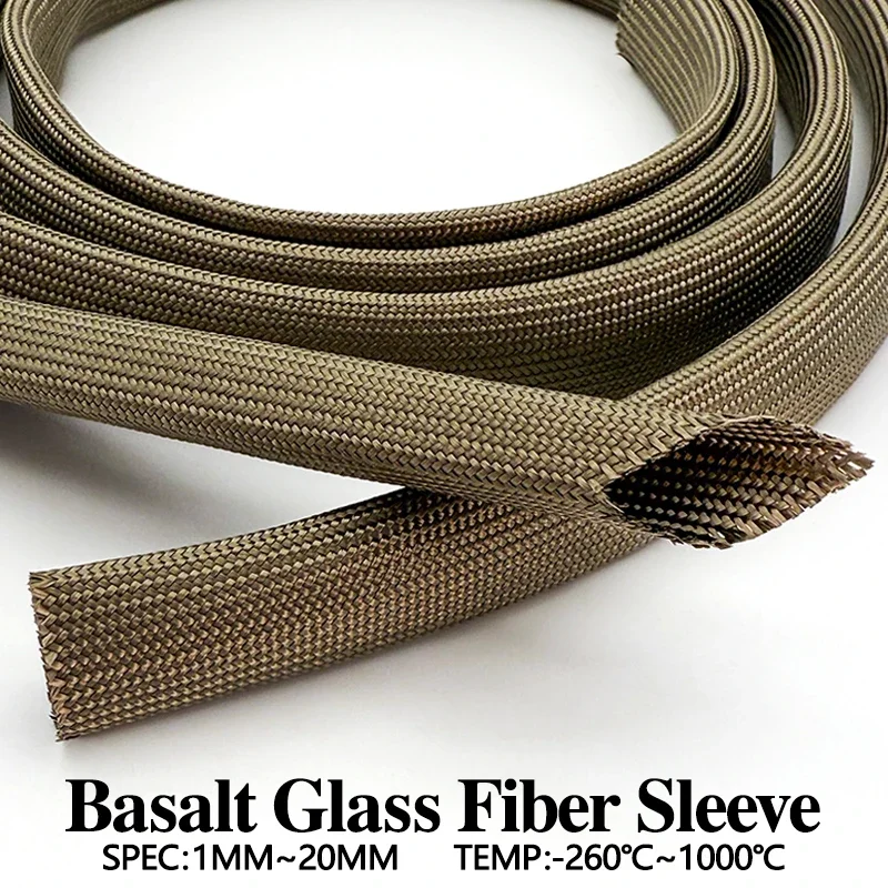 High Temperature Basalt Fiberglass Sleeve Flame Retardant Electrical Insulation Cable Sleeve ID1~20mm For Various Wire Harnesses